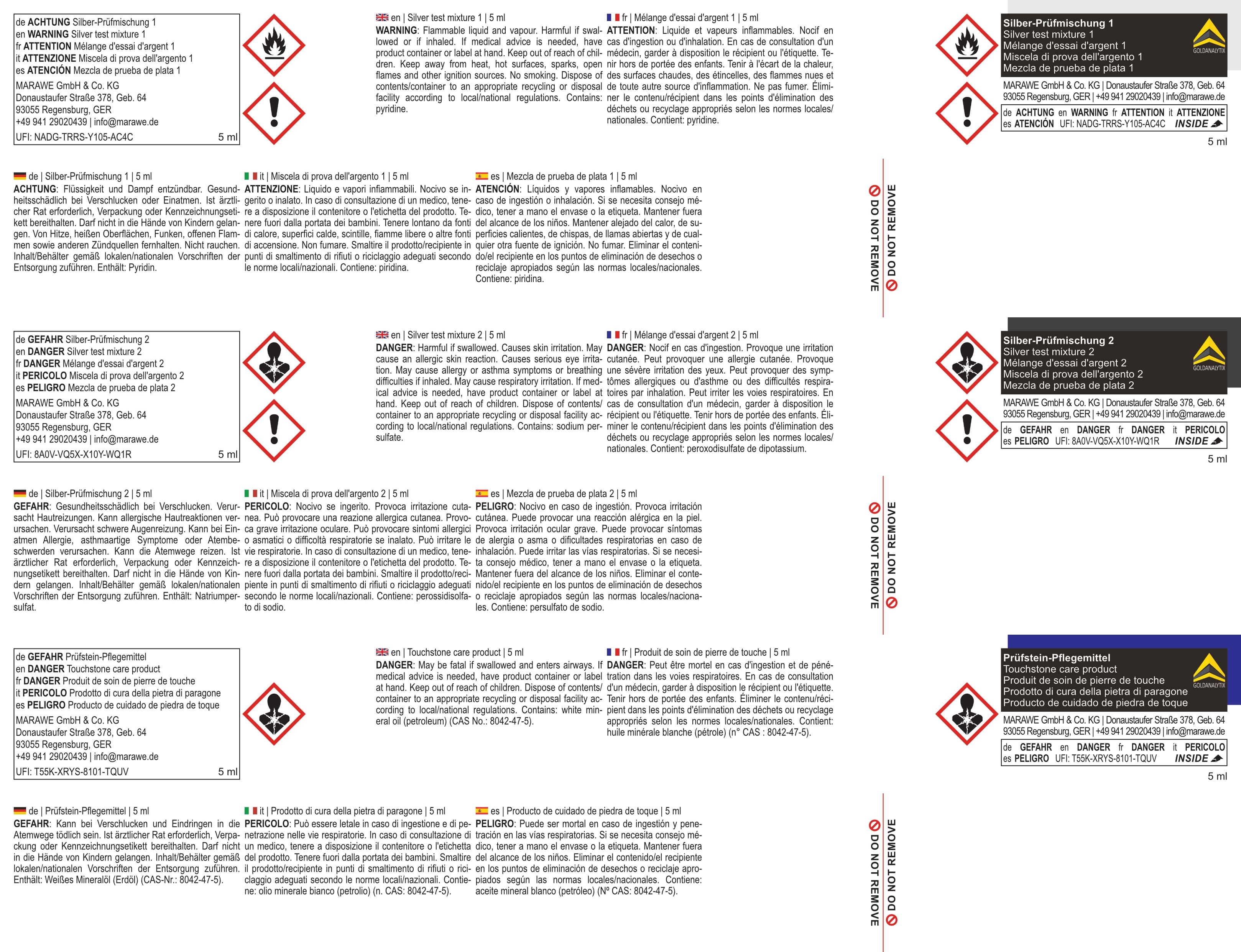 Safety instructions for Silver testing kit
