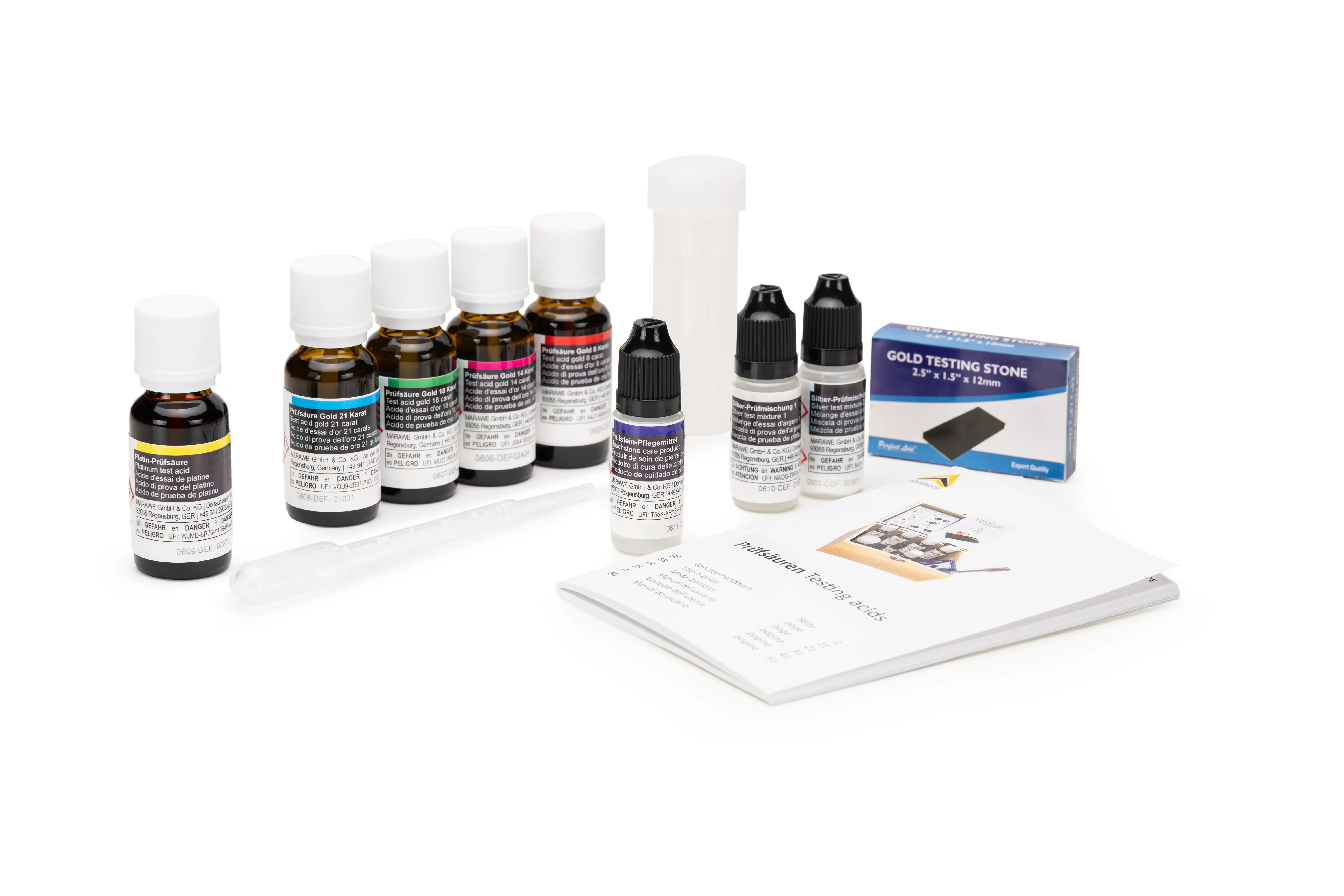 gold-test silber-test platin-test tester testsäuren testlösungen prüfsäuren prüflösungen