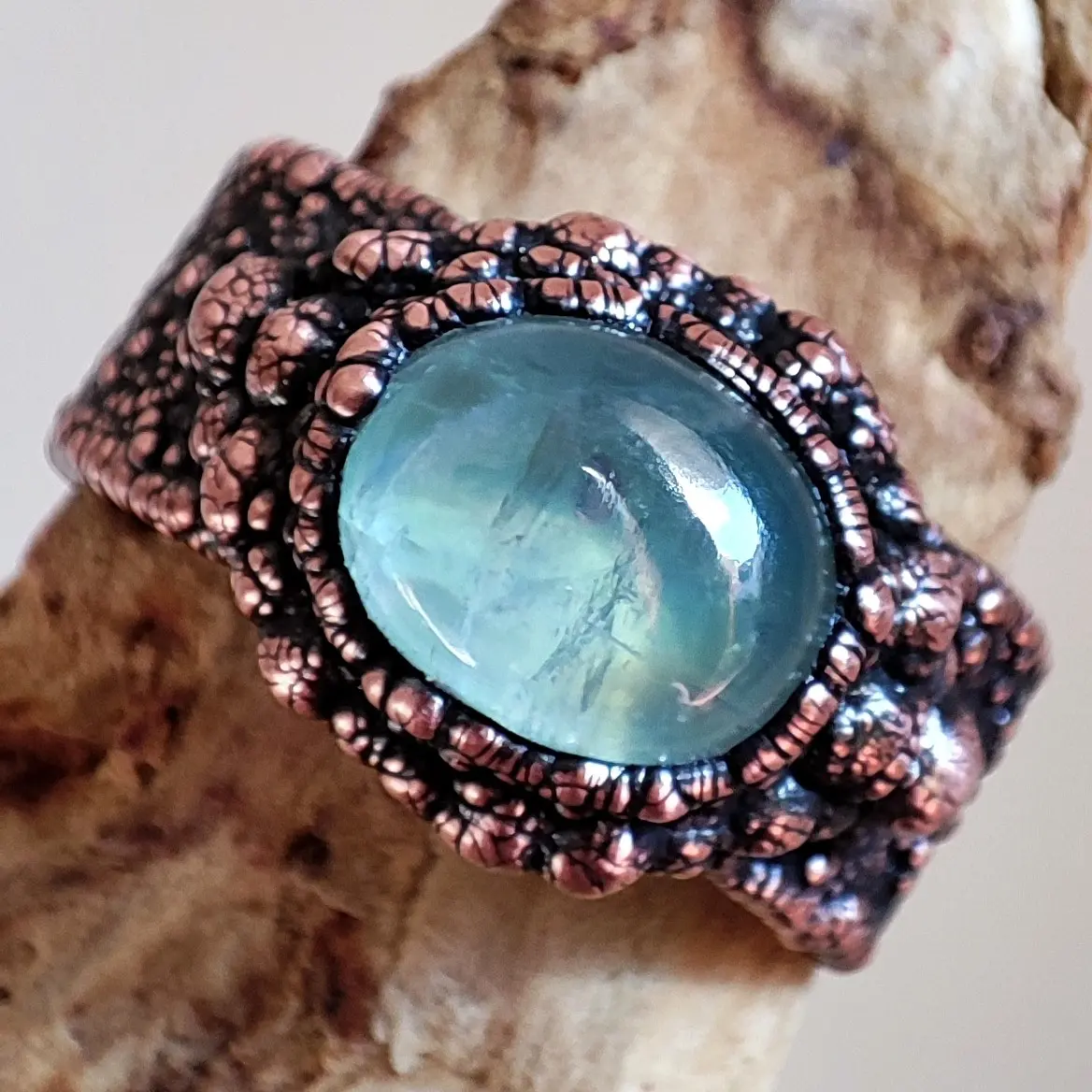 _kore_artjewels; verkupferte Ring mit Schmucksteinen Galvanisierter Ring