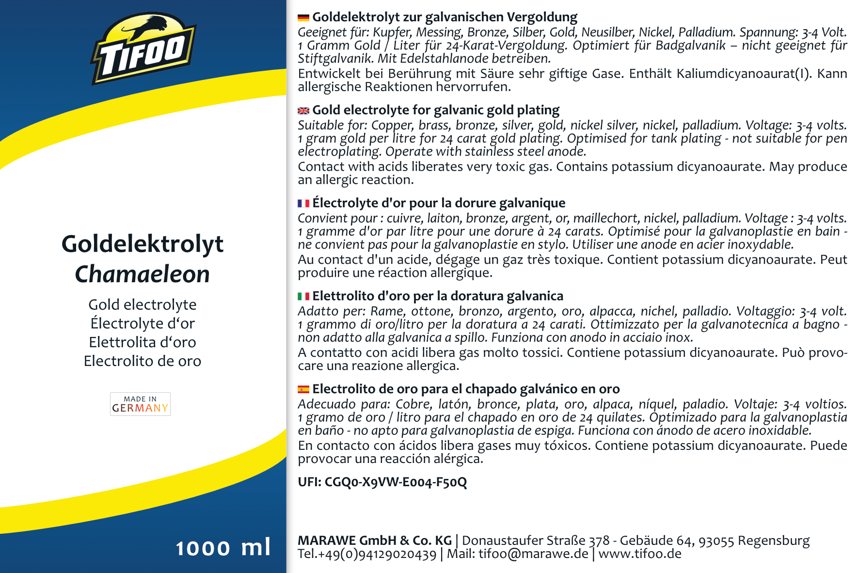 01-01-01000-Goldelektrolyt Chamaeleon-Etikett