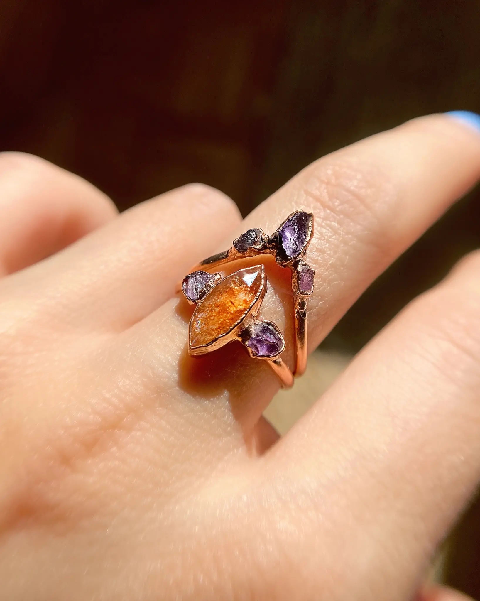 Ring verkupfert und vergoldet