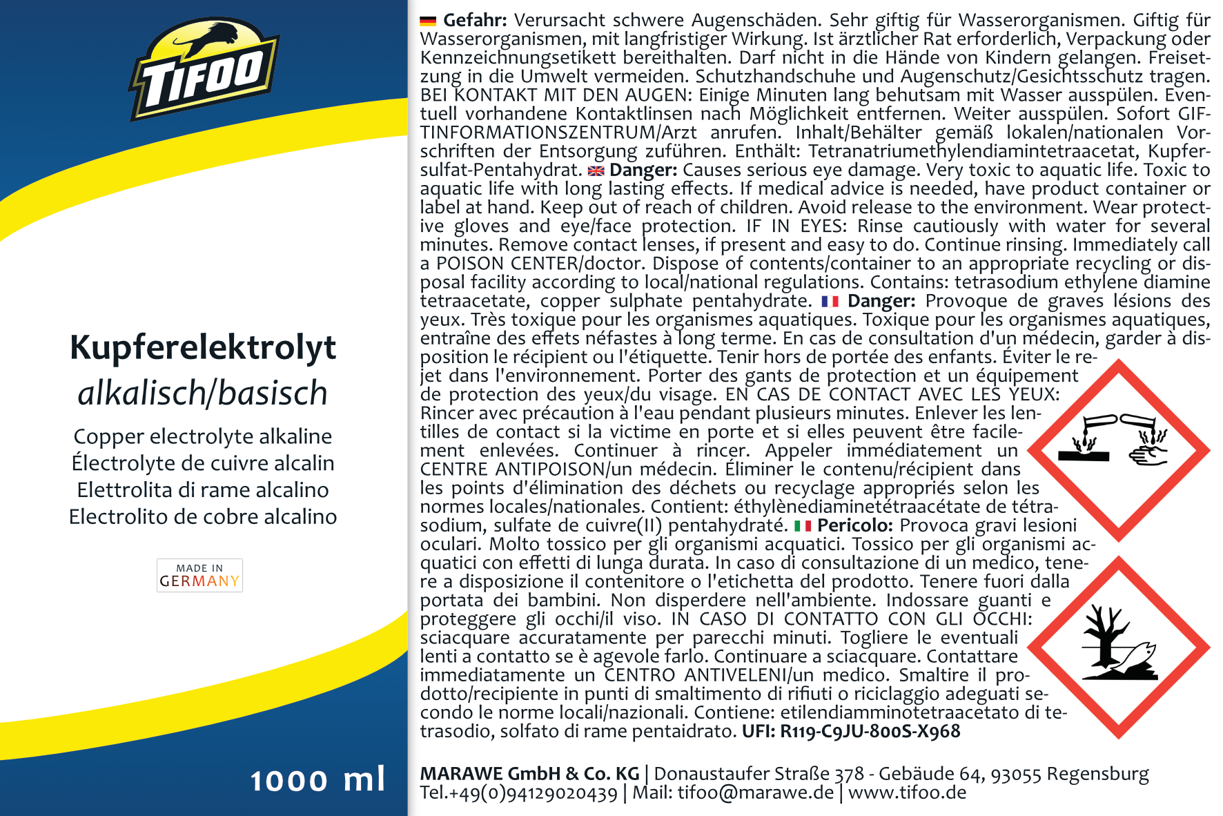01-04-01000-Kupferelektrolyt basisch-Etikett Etikett Kupferelektrolyt basisch