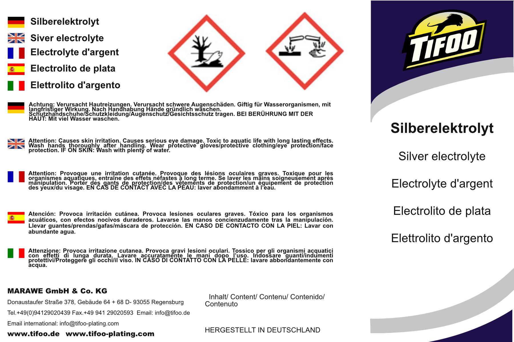 Safety instructions for Silver plating solution