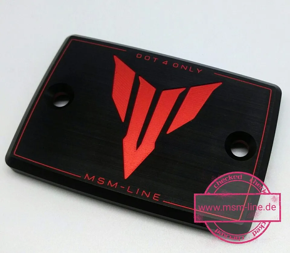 Multi color anodizing aluminum - Anodizing dyes red and black - Multi color anodized logo